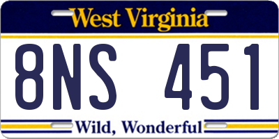 WV license plate 8NS451
