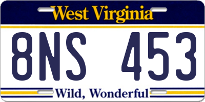 WV license plate 8NS453
