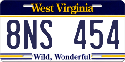 WV license plate 8NS454