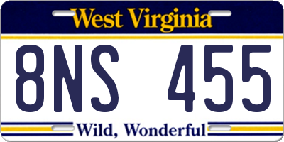 WV license plate 8NS455