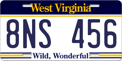 WV license plate 8NS456