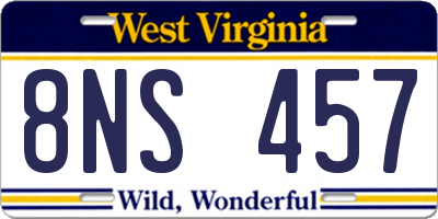 WV license plate 8NS457