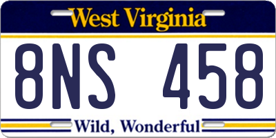 WV license plate 8NS458