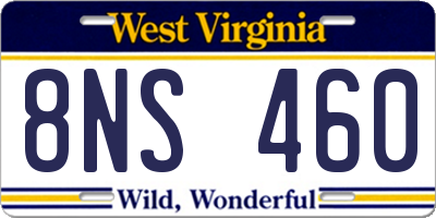 WV license plate 8NS460