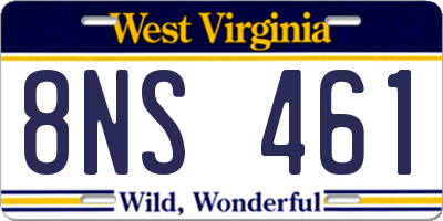 WV license plate 8NS461