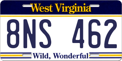 WV license plate 8NS462