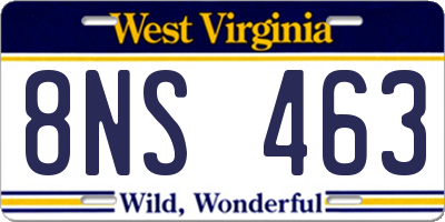 WV license plate 8NS463