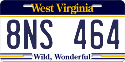 WV license plate 8NS464