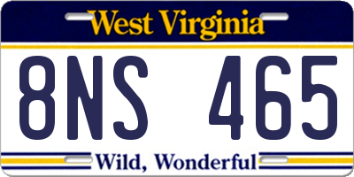 WV license plate 8NS465