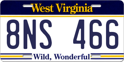 WV license plate 8NS466