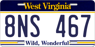 WV license plate 8NS467
