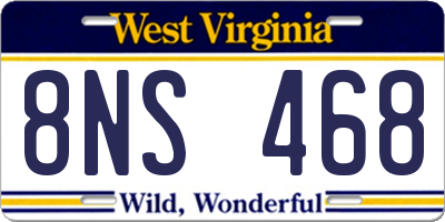 WV license plate 8NS468