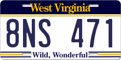 WV license plate 8NS471