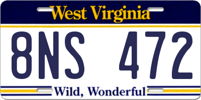 WV license plate 8NS472
