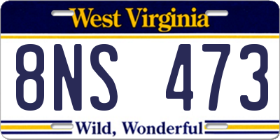 WV license plate 8NS473