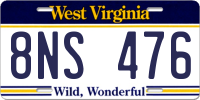 WV license plate 8NS476
