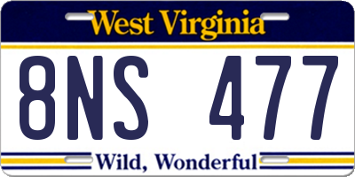 WV license plate 8NS477