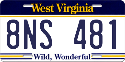 WV license plate 8NS481