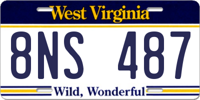 WV license plate 8NS487