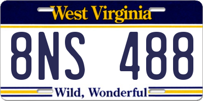 WV license plate 8NS488