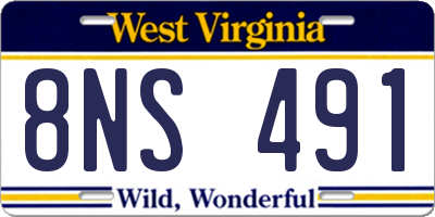 WV license plate 8NS491