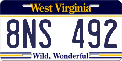 WV license plate 8NS492