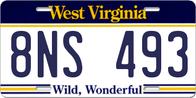 WV license plate 8NS493
