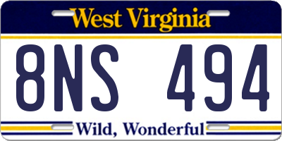 WV license plate 8NS494