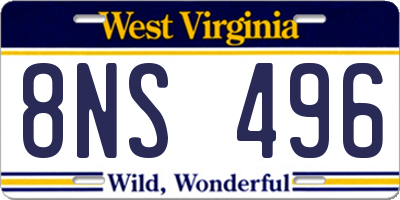 WV license plate 8NS496