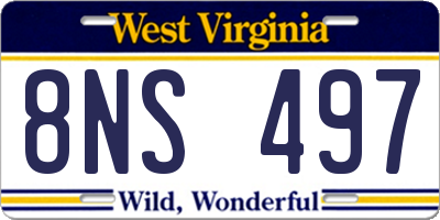 WV license plate 8NS497