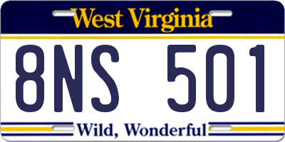 WV license plate 8NS501