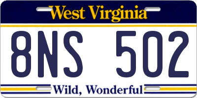 WV license plate 8NS502