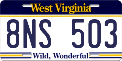 WV license plate 8NS503
