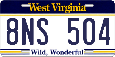 WV license plate 8NS504