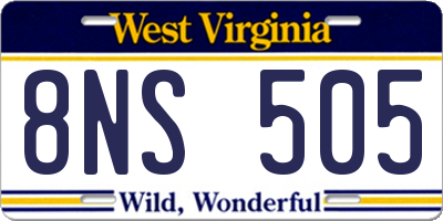 WV license plate 8NS505