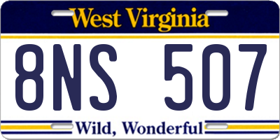 WV license plate 8NS507