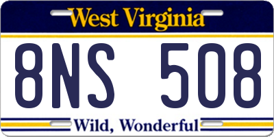 WV license plate 8NS508