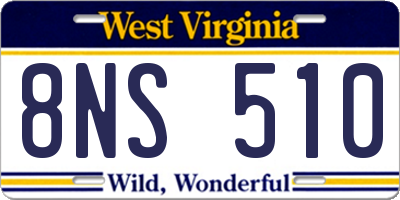 WV license plate 8NS510