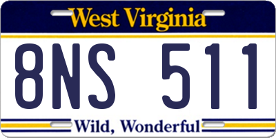 WV license plate 8NS511