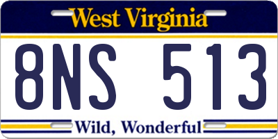 WV license plate 8NS513