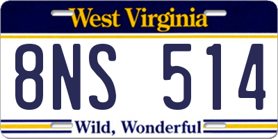 WV license plate 8NS514