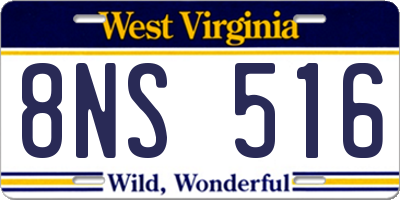 WV license plate 8NS516