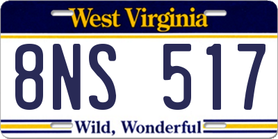 WV license plate 8NS517