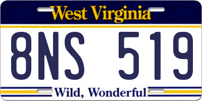 WV license plate 8NS519