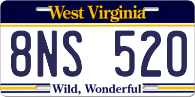 WV license plate 8NS520