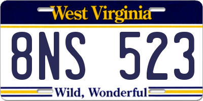 WV license plate 8NS523