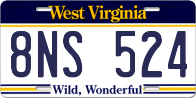 WV license plate 8NS524
