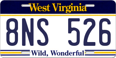 WV license plate 8NS526