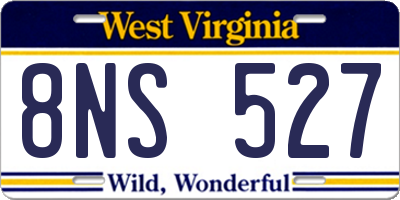 WV license plate 8NS527