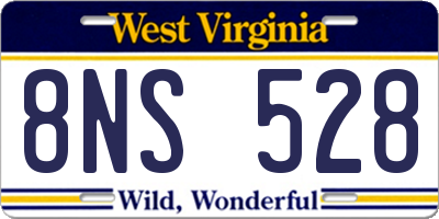 WV license plate 8NS528